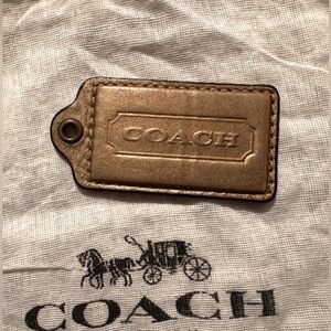 Coach Large Metallic Bronze Leather Hang Tag - EUC